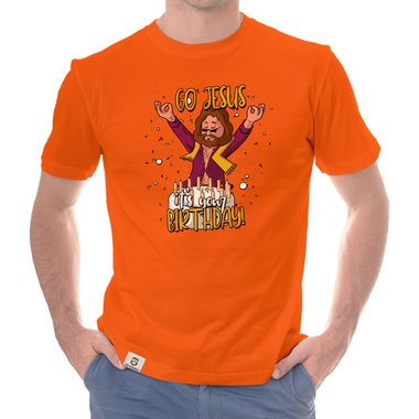 Herren Hoodie & T-Shirt - Go Jesus, it`s your Birthday - Weihnachts-Fun-Design weiss-T-Shirt 5XL