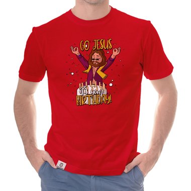 Herren Hoodie & T-Shirt - Go Jesus, it`s your Birthday - Weihnachts-Fun-Design weiss-T-Shirt 5XL
