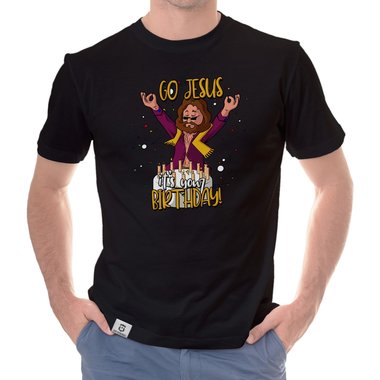 Herren Hoodie & T-Shirt - Go Jesus, it`s your Birthday - Weihnachts-Fun-Design weiss-T-Shirt 5XL