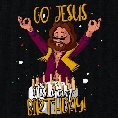 Herren Hoodie & T-Shirt - Go Jesus, it`s your Birthday - Weihnachts-Fun-Design weiss-T-Shirt 5XL