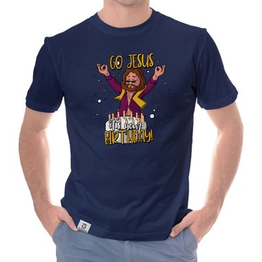 Herren Hoodie & T-Shirt - Go Jesus, it`s your Birthday - Weihnachts-Fun-Design weiss-T-Shirt 5XL