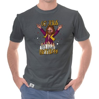 Herren Hoodie & T-Shirt - Go Jesus, it`s your Birthday - Weihnachts-Fun-Design weiss-T-Shirt 5XL