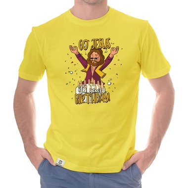 Herren Hoodie & T-Shirt - Go Jesus, it`s your Birthday - Weihnachts-Fun-Design weiss-T-Shirt 5XL