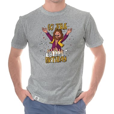 Herren Hoodie & T-Shirt - Go Jesus, it`s your Birthday - Weihnachts-Fun-Design weiss-T-Shirt 5XL
