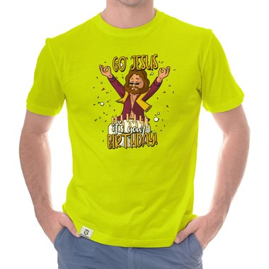 Herren Hoodie & T-Shirt - Go Jesus, it`s your Birthday - Weihnachts-Fun-Design weiss-T-Shirt 5XL