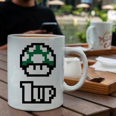Kaffeebecher - Tasse - Super Pilz - Toad 1 UP - Gaming Motiv