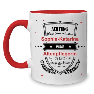 Personalisierter Kaffeebecher - Tasse - Achtung meine Damen und Herren - Wunschname & Wunschberuf