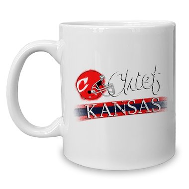 Kaffeebecher - Tasse - American Football Mannschaften - Football Fan Becher Chief-Kansas weiss-blanko