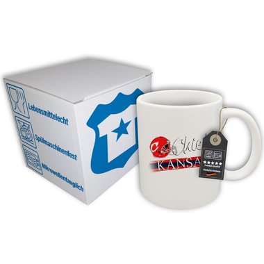 Kaffeebecher - Tasse - American Football Mannschaften - Football Fan Becher Chief-Kansas weiss-blanko