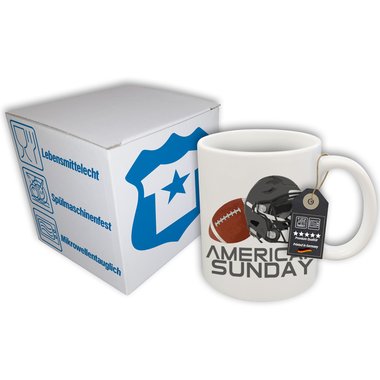 Kaffeebecher Kollektion - Tasse - American Football Kollektion - mit verschiedenen Farben und Motiven American Sunday weiss-blanko