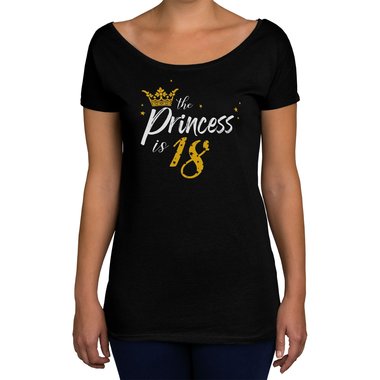 Geburtstags Damen T-Shirts - the princess is 18 - mit vielen Farben und verschiedenen Ausschnitten