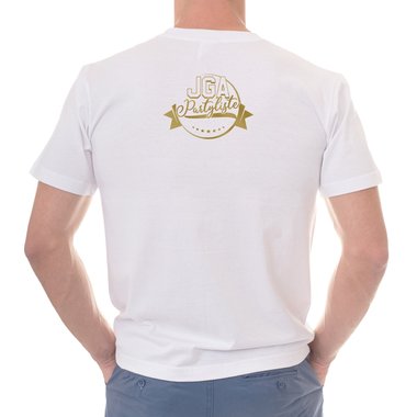 Personalisierbares Herren JGA T-Shirt - Wunschname`s letzter Tag in Freiheit - mit Partyliste