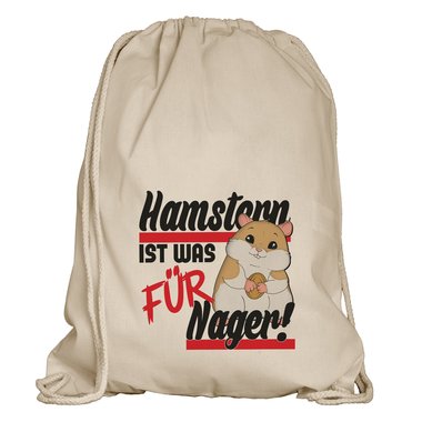 Jutebeutel & Turnbeutel - Hamstern ist was fr Nager! weiss-Jutebeutel