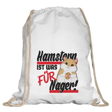 Jutebeutel & Turnbeutel - Hamstern ist was fr Nager! weiss-Jutebeutel