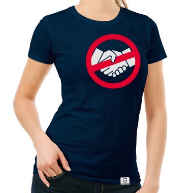 Damen & Herren T-Shirt Kollektion - No handshake - Thank you dunkelblau-Damen-Rund S