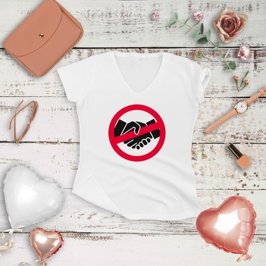 Damen & Herren T-Shirt Kollektion - No handshake - Thank you dunkelblau-Damen-Rund S