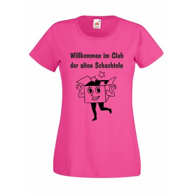 Damen T-Shirt Geburtstag Willkommen im Club der alten Schachteln weiss-schwarz XL
