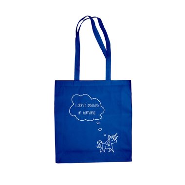 Einhorn Baumwolltasche - I dont believe in humans