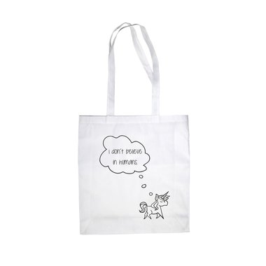 Einhorn Baumwolltasche - I dont believe in humans