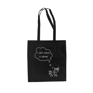 Einhorn Baumwolltasche - I dont believe in humans