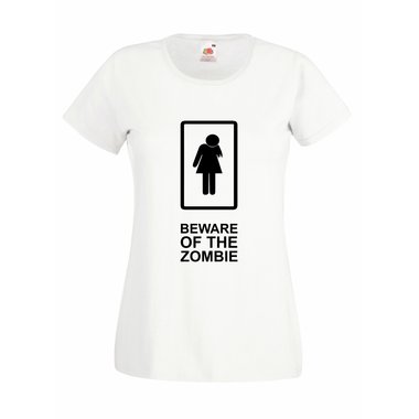 Damen T-Shirt Halloween Beware of the Zombie