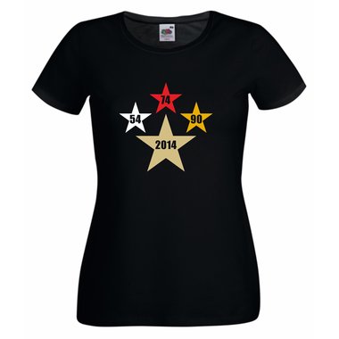 Damen T-Shirt DEUTSCHLAND WELTMEISTER 2014 vier Sterne