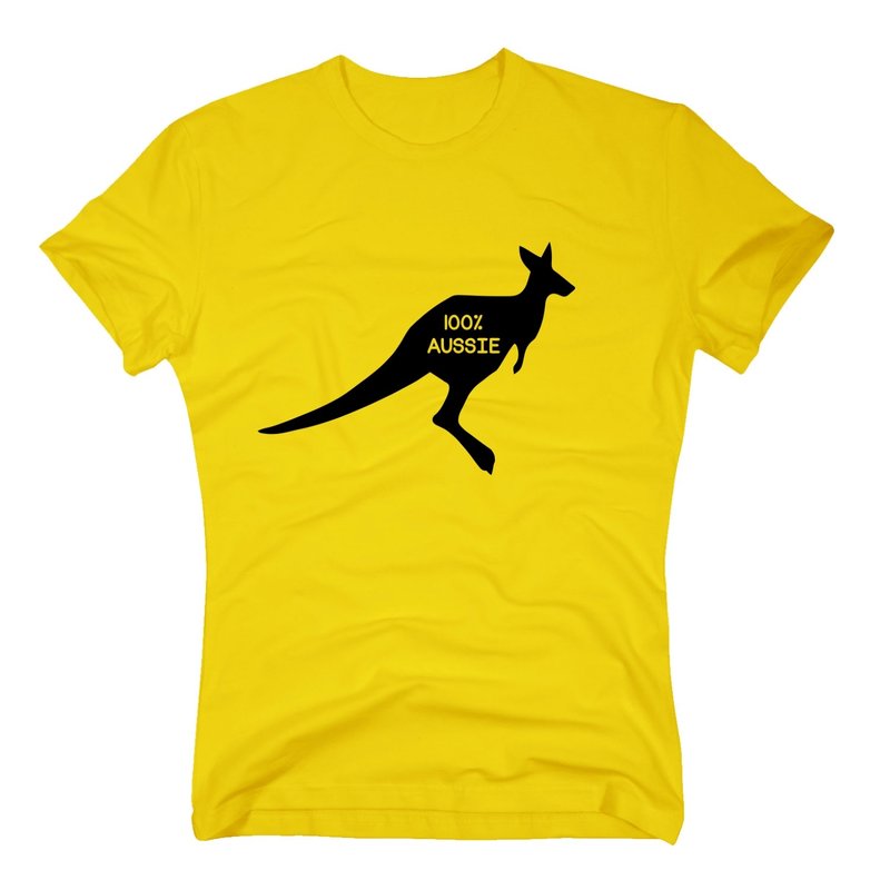 Australien T-Shirt mit Kangaroo und Aufdruck 100% Aussie | Sport-T-Shirts