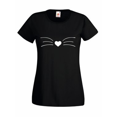 Damen T-Shirt Halloween Katzen Schnurrhaar