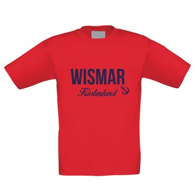 Kinder T-Shirt - Wismar Kstenkind dunkelblau-rot 110-116
