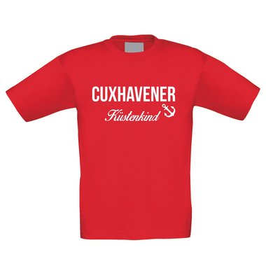 Kinder T-Shirt - Cuxhavener Kstenkind weiss-rot 122-128