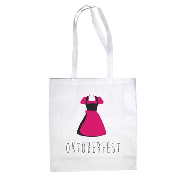 Baumwolltasche Jutebeutel Dirndl Oktoberfest weiss