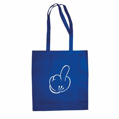 Baumwolltasche Jutebeutel Mickey Mittelfinger blau