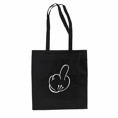 Baumwolltasche Jutebeutel Mickey Mittelfinger blau