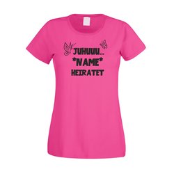 Damen T-Shirt JGA Junggesellenabschied Heirat Juhuu -...