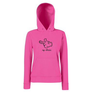 Damen Hoodie Mickey Hand - Shes my sister grau-schwarz M