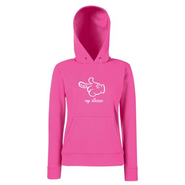 Damen Hoodie Mickey Hand - Shes my sister grau-schwarz M