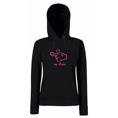 Damen Hoodie Mickey Hand - Shes my sister grau-schwarz M