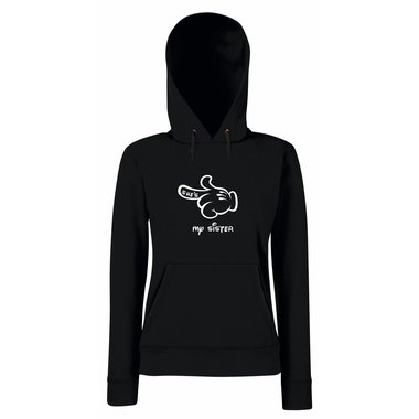 Damen Hoodie Mickey Hand - Shes my sister grau-schwarz M
