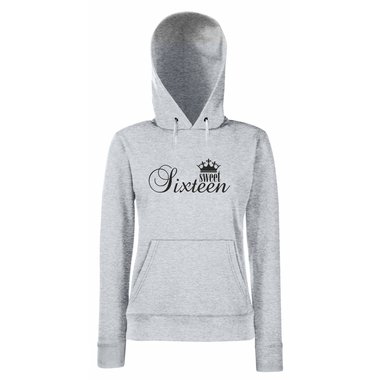 Damen Hoodie - Sweet Sixteen grau-schwarz M