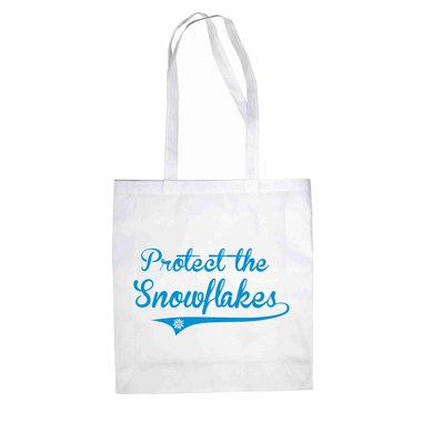 Baumwolltasche Jutebeutel - Protect the Snowflakes weiss-cyan