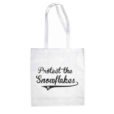 Baumwolltasche Jutebeutel - Protect the Snowflakes weiss-cyan