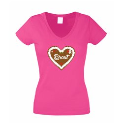 Braut Lebkuchenherz - Damen V-NECK T-Shirt...