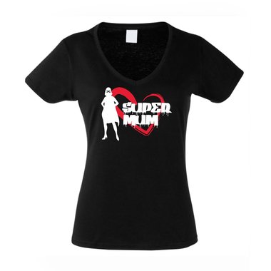 Damen T-Shirt V-Ausschnitt - Super Mum
