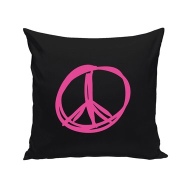 Schwarze Dekokissen Peace Frieden Zeichen