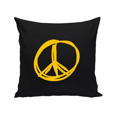 Schwarze Dekokissen Peace Frieden Zeichen
