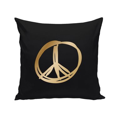 Schwarze Dekokissen Peace Frieden Zeichen