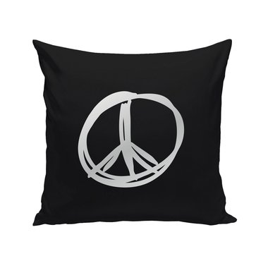 Schwarze Dekokissen Peace Frieden Zeichen