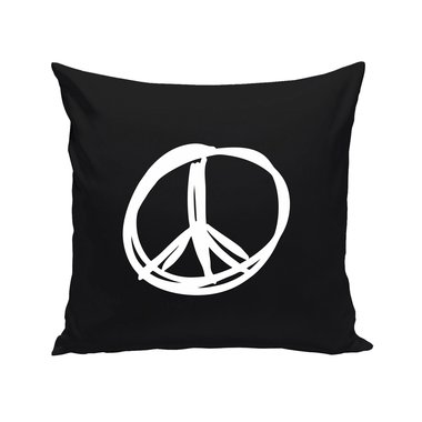 Schwarze Dekokissen Peace Frieden Zeichen