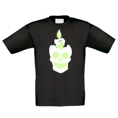 T-Shirt Kinder Halloween - Totenkopf mit Kerze