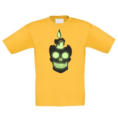 T-Shirt Kinder Halloween - Totenkopf mit Kerze